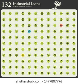 Industry and tools icon set. Round flat icons for interface design