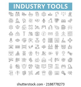 Industry tools icons, line symbols, web signs, vector set, isolated illustration