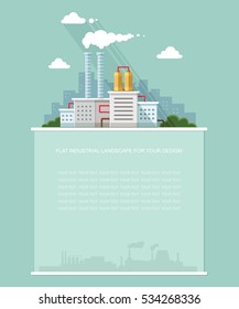 Industry topic. Blank for text. Nuclear power plant, factory, NPP, flat vector Infographics for your design.