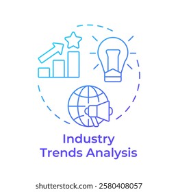 Industry trends analysis blue gradient concept icon. Internet, communication. Social media. Round shape line illustration. Abstract idea. Graphic design. Easy to use in infographic, presentation