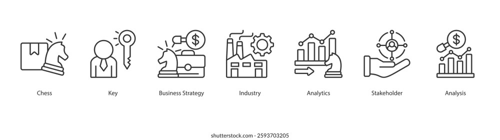 Industry Trends Icon Sheet chess, key, business strategy, industry, analytics, stakeholder, analysis