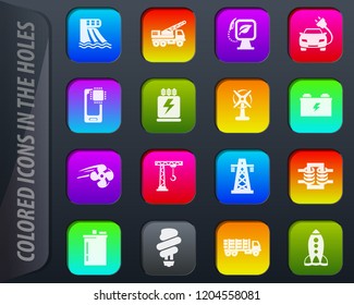 Industry vector colored icons in the holes easily adapt to any background