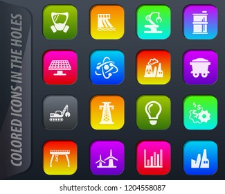 Industry vector colored icons in the holes easily adapt to any background