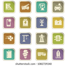 Industry vector colored paper stickers with icons