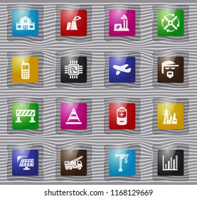 Industry vector glass icons for user interface design