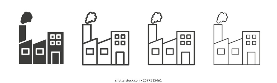 Industry vector icon set in black and white color.