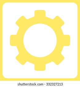 Industry vector icon. Style is flat symbol, white color, rounded angles, yellow background.