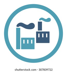 Industry vector icon. This rounded flat symbol is drawn with cyan and blue colors on a white background.