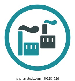 Industry vector icon. This rounded flat symbol is drawn with soft blue colors on a white background.