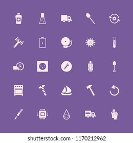 industry vector icons set. with gloves, gas stove, school bell and recycle gear in set