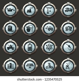 Industry vector icons in the stylish round buttons for mobile applications and web