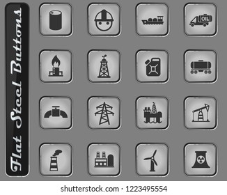 industry vector web icons on the flat steel buttons