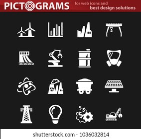 Industry vector white icons for user interface design