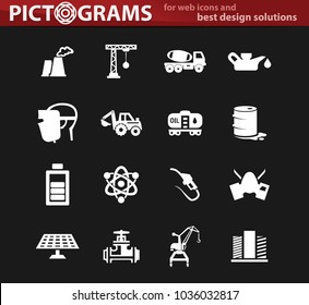 Industry vector white icons for user interface design