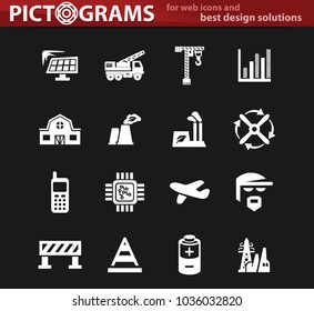 Industry vector white icons for user interface design