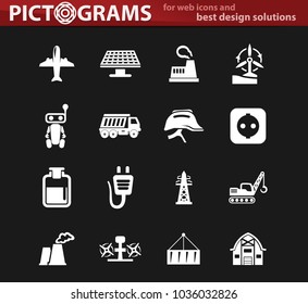 Industry vector white icons for user interface design