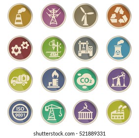 industry web icons on color paper labels