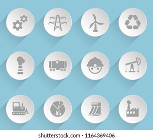 industry web icons on light paper circles