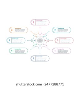 industry wheel infographic template. Infographic template for industry, education, business and science. Magazine, annual report information template. eight steps information template