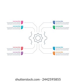 industry wheel infographic template. eight step briefing template. Infographic template for energy, industry, business, technology, science. annual report, informational template for magazine