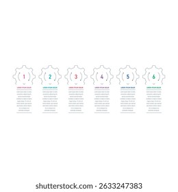 modelo infográfico roda do setor. modelo de informações seis etapas. modelo infográfico para educação, negócios, indústria, tecnologia, relatório anual, revista
