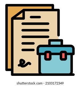 Industry work bag icon. Outline industry work bag vector icon color flat isolated