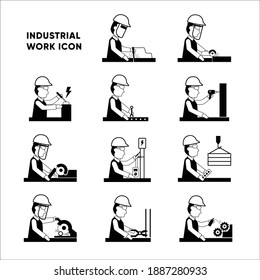 Arbeitssymbol der Industrie mit Werkzeug und Maschinen