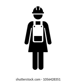 Industry worker icon female construction service person profile avatar with hardhat helmet in glyph pictogram illustration