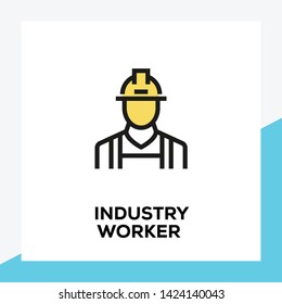 INDUSTRY WORKER AND ILLUSTRATION ICON CONCEPT