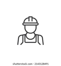 Icono de línea de trabajo de la industria. signo de estilo lineal para concepto móvil y diseño web. Hombre con un icono vectorial de contorno uniforme y duro. Símbolo, ilustración del logotipo. Gráficos vectoriales