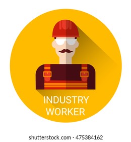 Industry Worker Man Icon Flat Vector Illustration