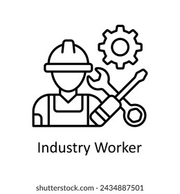 Industry Worker vector outline icon design illustration. Manufacturing units symbol on White background EPS 10 File