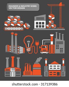 Industry,cargo and factory icon set,clean vector