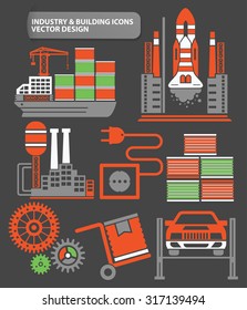 Industry,cargo,innovation and factory icon set,clean vector