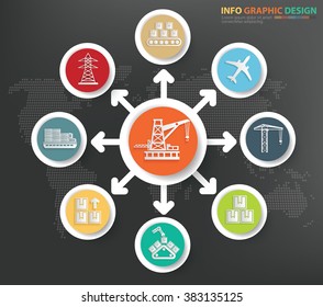 Industry,cargo,shipping info graphics design,clean vector