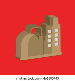 Industry,factory design on red background,vector