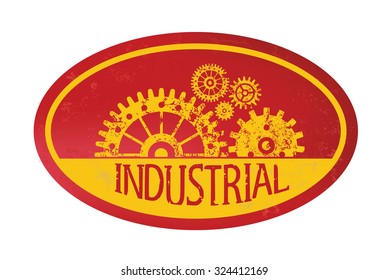 Industry,gear stamp design,retro style,grunge vector