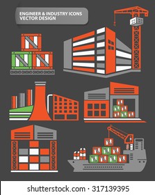 Industry,shipping  and factory icon set,clean vector