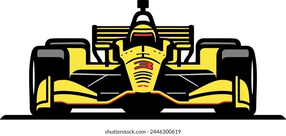 Indy car motorsport racing vector illustrated front view