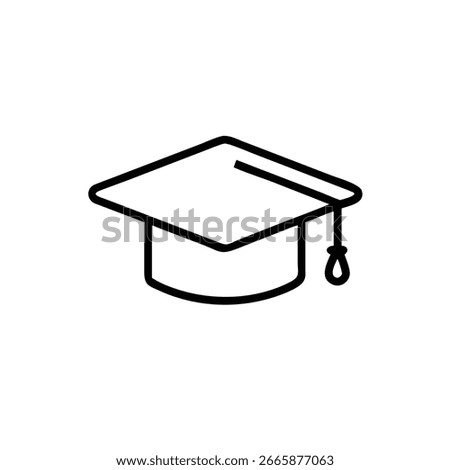 Ine drawing outline graduation cap icon with tassel academic education