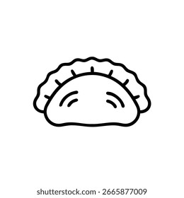 Un icono de esquema de dibujo de un solo alimento de masa de masa de masa de pierogi