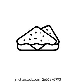 Ine desenho ícone de contorno duas fatias triangulares baklava sobremesa doce