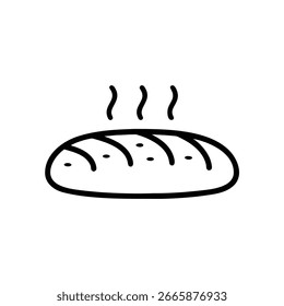 Ine desenho esboçar um pão de forma com vapor aumentando padaria de alimentos