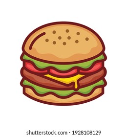 ine Flat modern Burger Vector Illustration - Vector