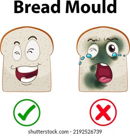 Inedible bread with mould illustration