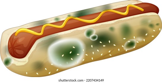Inedible bread with mould illustration