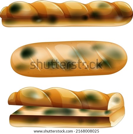 Inedible bread with mould illustration