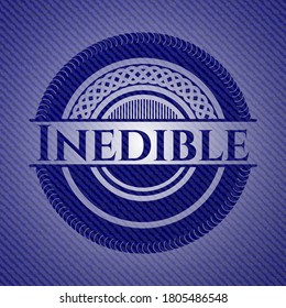 Unvernehmbares Emblem mit Denim-Textur. Vektorgrafik. Detaillierte Angaben. 