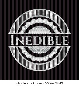 Inedible silver shiny badge. Vector Illustration. Mosaic.