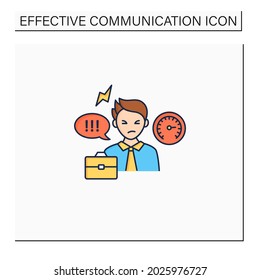 Ineffective communication color icon.Uncontrolled emotions.Stressful situation. Emotional overwhelmed. Emotional pressure. Communication barriers concept. Isolated vector illustration